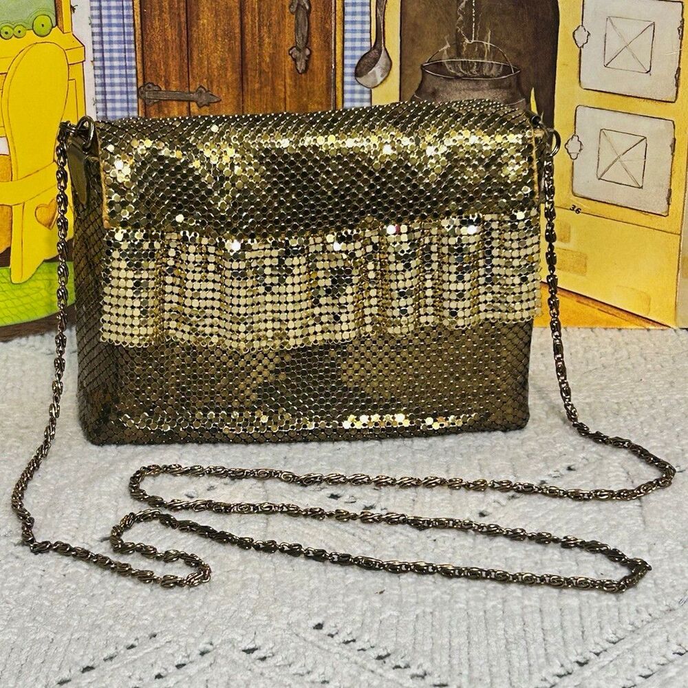 Vintage RR Gold Metal Mesh Evening Bag Convertible Clutch TOHPO Pat P 130501